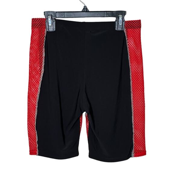 Fashion Nova black red mesh detail pull on shorts size M - Picture 2 of 7